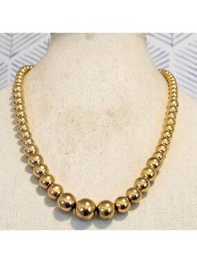 Vintage Gold Tone Graduated 24" Beaded Necklace